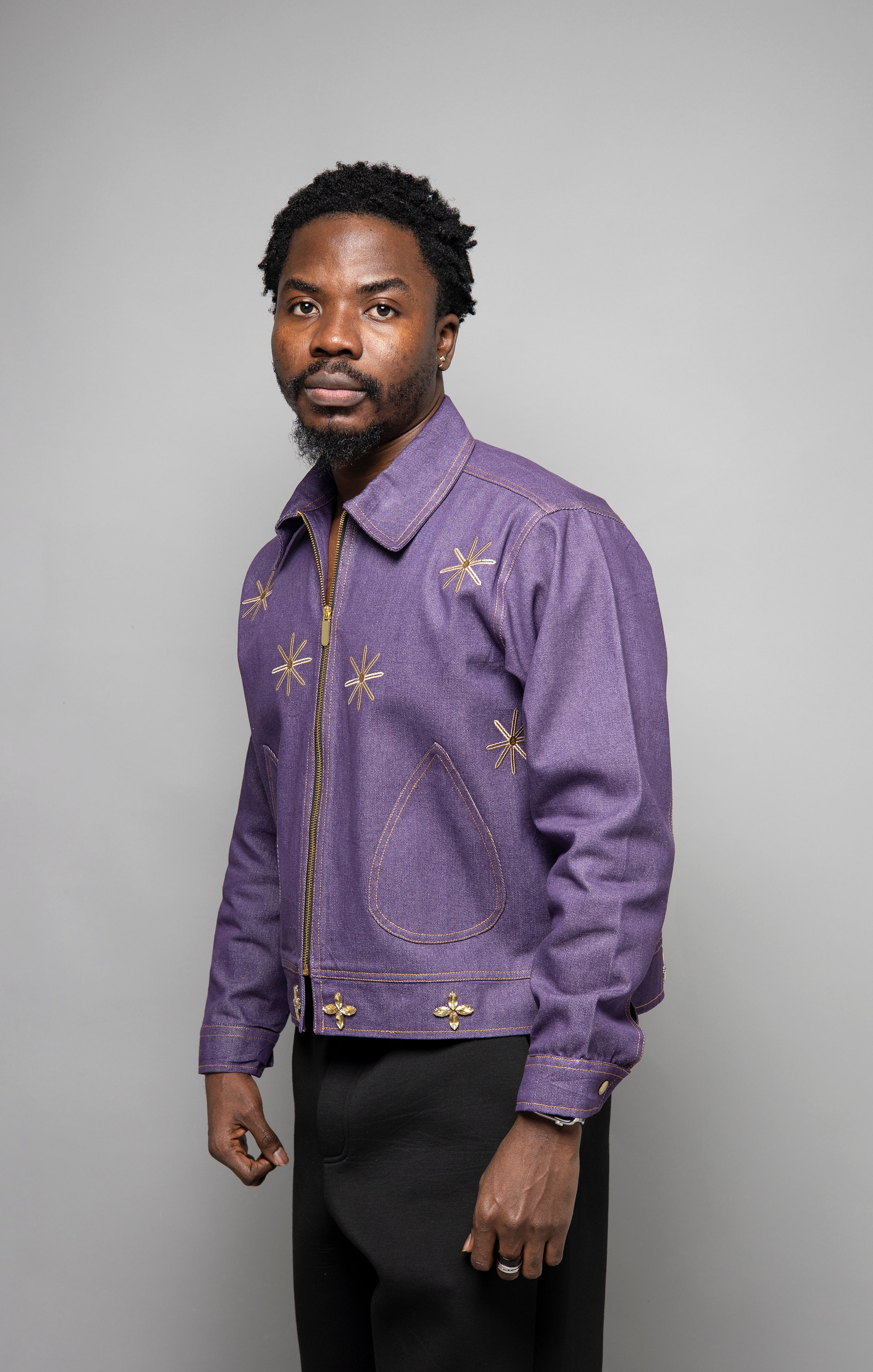 Limited Edition Embellished Purple Denim Jacket | Kabbana Luxury