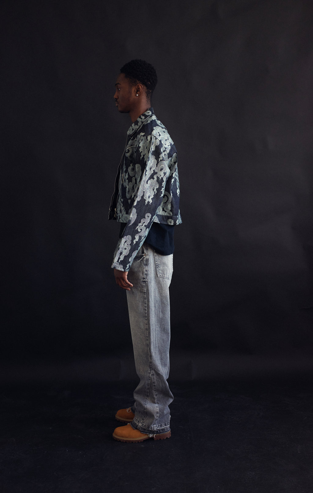 Jacquard Zip Denim Jacket