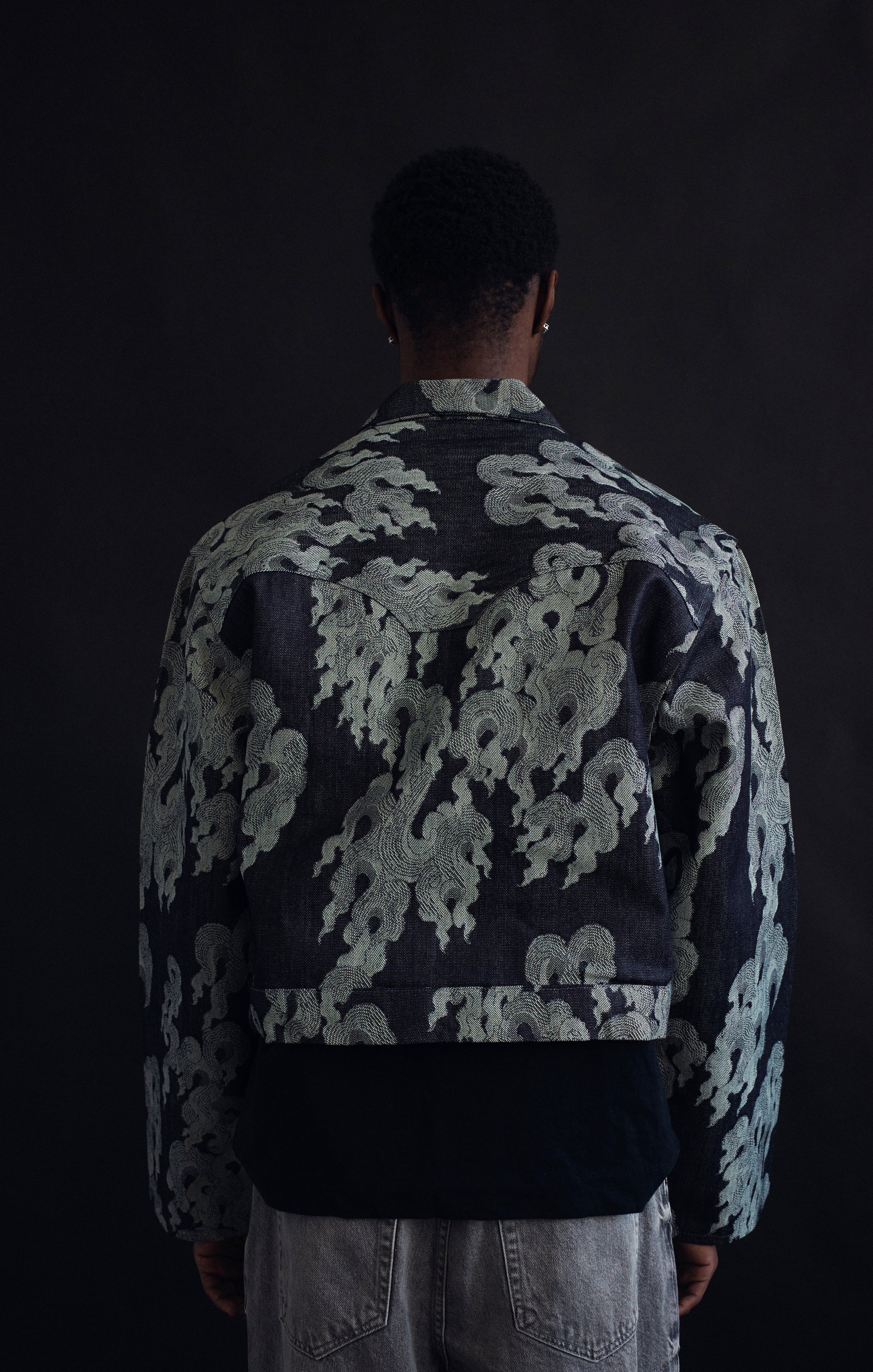 Jacquard Zip Denim Jacket